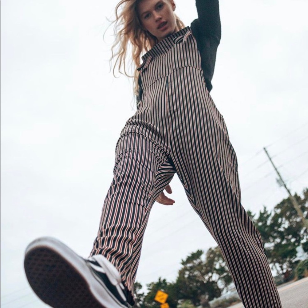 Brown and black striped overalls